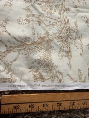 Mill Creek Fabric Classic Cotton 'Khaki Toile - Large Print Fabric Approx 44 in
